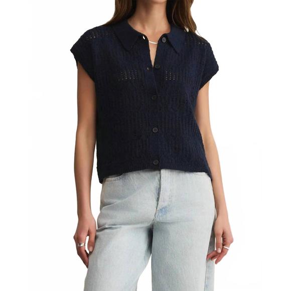 NEW Z SUPPLY kinsley cotton sweater top in eclipse - Picture 1 of 4